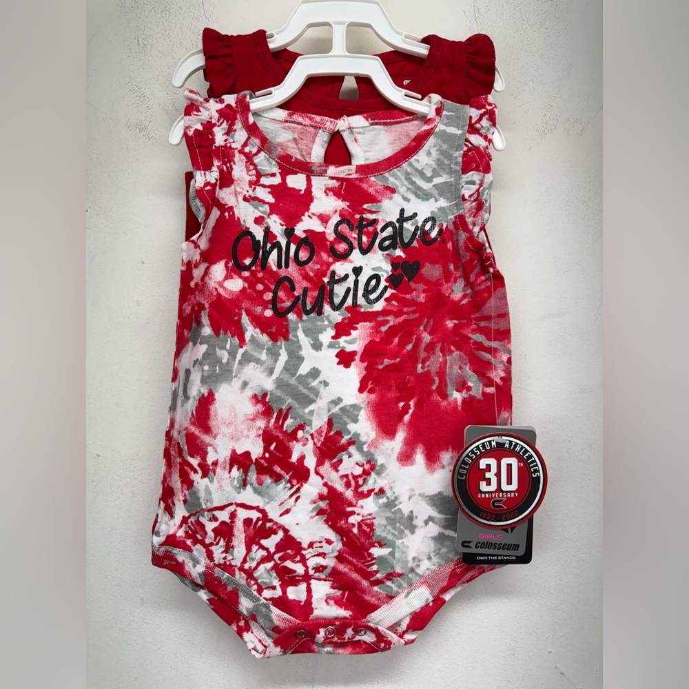 Colosseum size 6-12 Months Infant Ohio State Buckeyes 2 Pack Bodysuit Set NWT